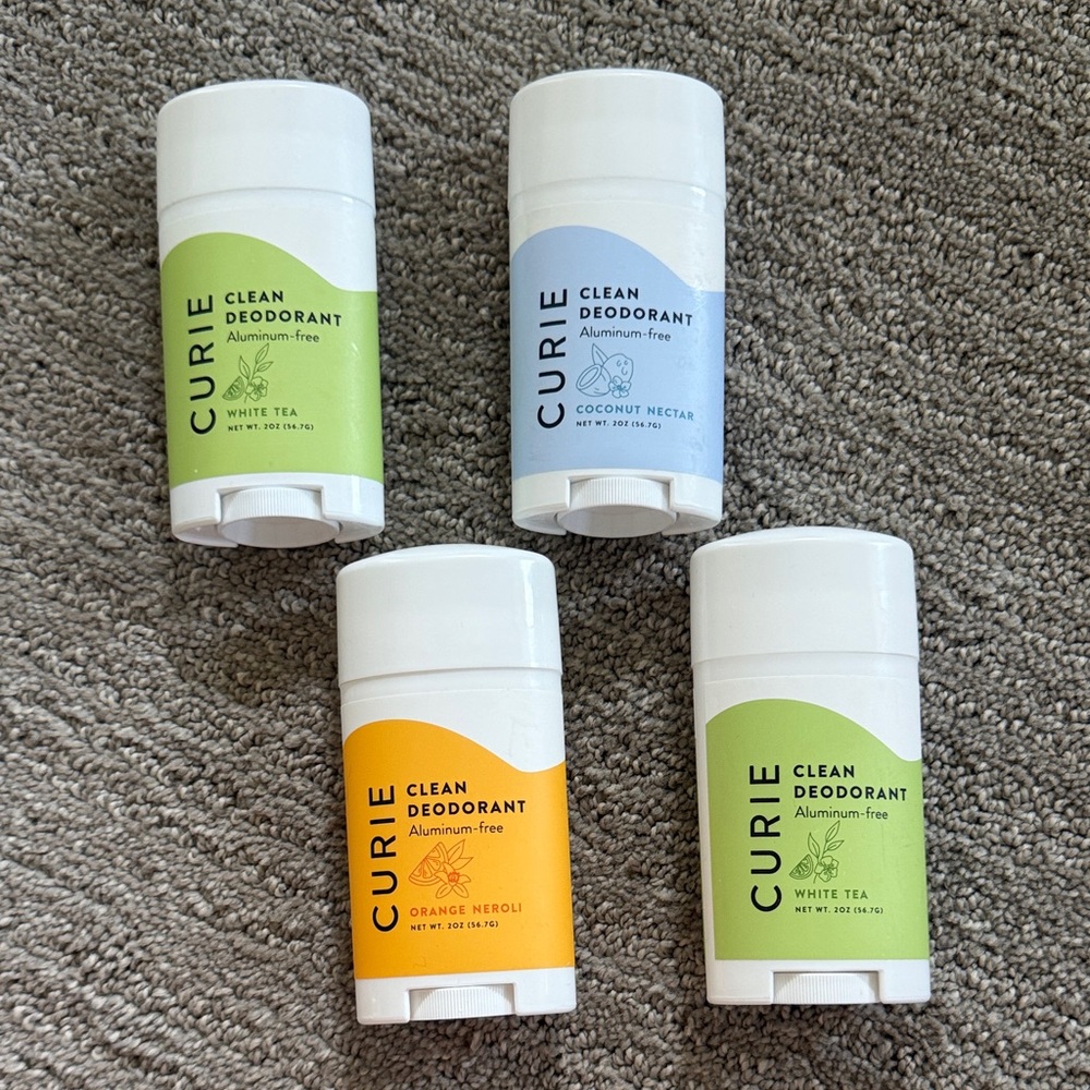 Curie Non-Toxic Clean Deodorant Bundle: White Tea, Coconut Nectar, Orange Neroli